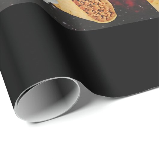 Funny Cute Outer Space Galaxy Cat Meme Pizza Taco Cadeaupapier (Rol Hoek)