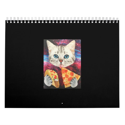 Funny Cute Outer Space Galaxy Cat Meme Pizza Taco Kalender (Hoes)