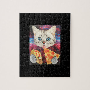 Funny Cute Outer Space Galaxy Cat Meme Pizza Taco Legpuzzel