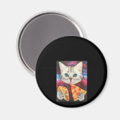 Funny Cute Outer Space Galaxy Cat Meme Pizza Taco Magneet (Voorkant / Achterkant)