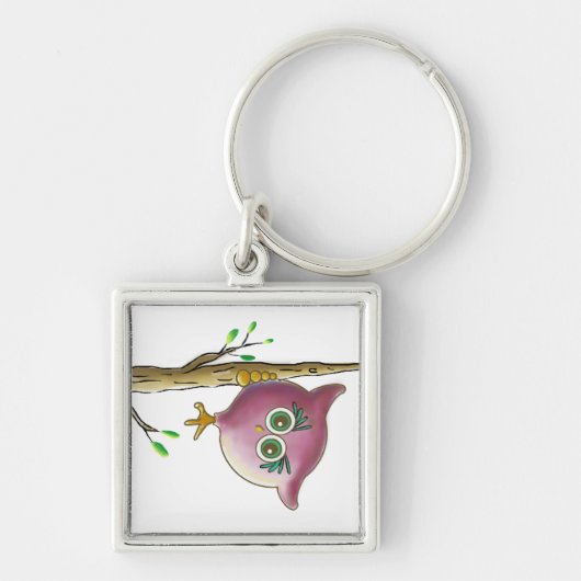 Funny Cute Owl Afbeelding Sleutelhanger (Voorkant)