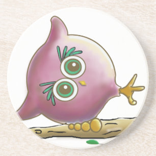Funny Cute Owl Afbeelding Zandsteen Onderzetter