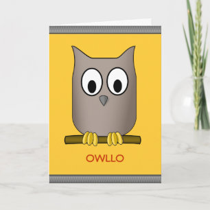 Funny Cute Owl Owllo Hallo Custom Kaart