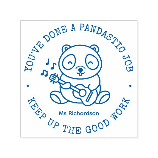 Funny Cute Panda Pun Fantastische baan Teacher Pli Zelfinktende Stempel (Design)