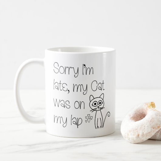 Funny Cute Pardon, ik ben te laat. Koffiemok (Met donut)
