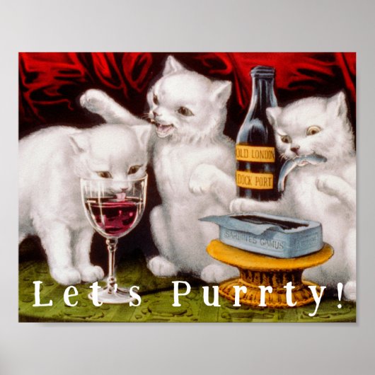Funny Cute Party Cats - Laten we Purrty zijn! Poster (Voorkant)