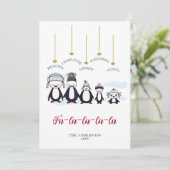 Funny Cute Penguin Tekening Eenvoudige Kerstmis Feestdagenkaart (Staand voorkant)