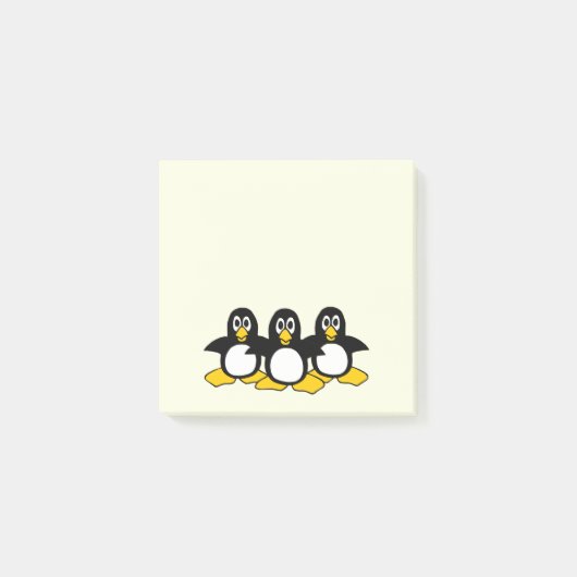 Funny Cute Penguins Yellow Cute Post-it® Notes (Voorkant)