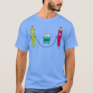 Funny Cute Pensils and Eraser Past Ropen T-shirt