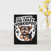 Funny Cute Pet Mix Dog Pup Yes I'm With The Crazy  Kaart (Gele Bloem)