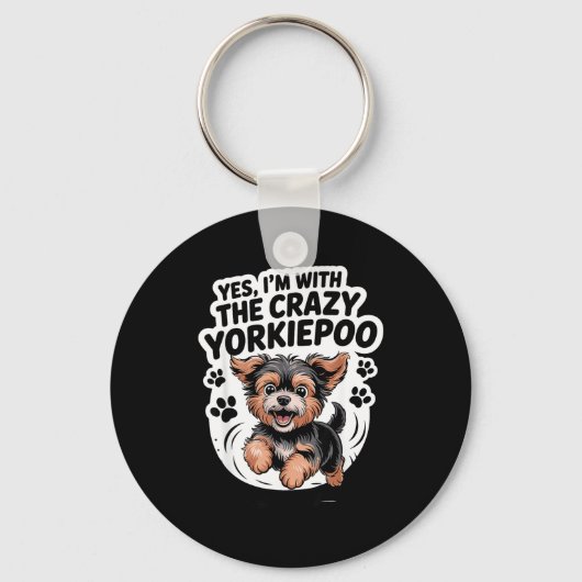 Funny Cute Pet Mix Dog Pup Yes I'm With The Crazy  Sleutelhanger (Voorkant)