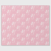 Funny Cute Pink and White Snowman Pattern Cadeaupapier (Vlak)