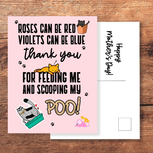 Funny Cute Pink Happy Moederdag uit kat Briefkaart