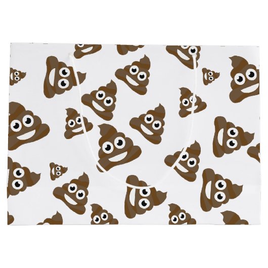 Funny Cute Poop Emoji Pattern Groot Cadeauzakje (Achterkant)