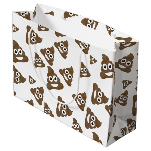 Funny Cute Poop Emoji Pattern Groot Cadeauzakje (Achterkant Gekanteld)