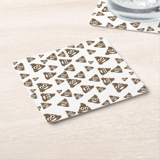 Funny Cute Poop Emoji Pattern Kartonnen Onderzetters (Schuin)