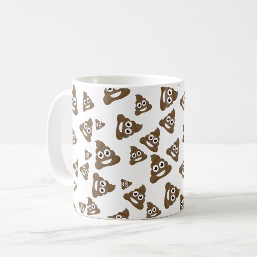 Funny Cute Poop Emoji Pattern Koffiemok (Voorkant links)