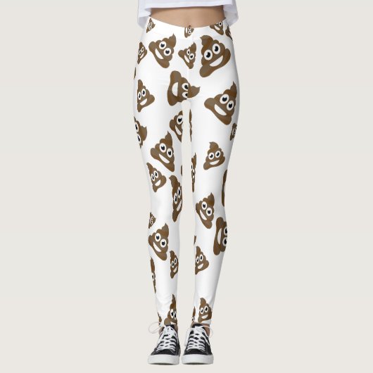 Funny Cute Poop Emoji Pattern Leggings (Voorkant)