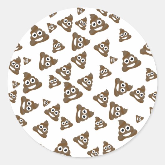 Funny Cute Poop Emoji Pattern Ronde Sticker (Voorkant)