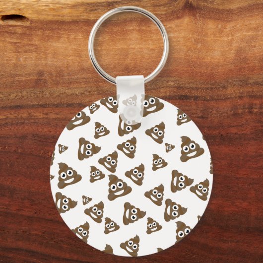 Funny Cute Poop Emoji Pattern Sleutelhanger (Voorkant)