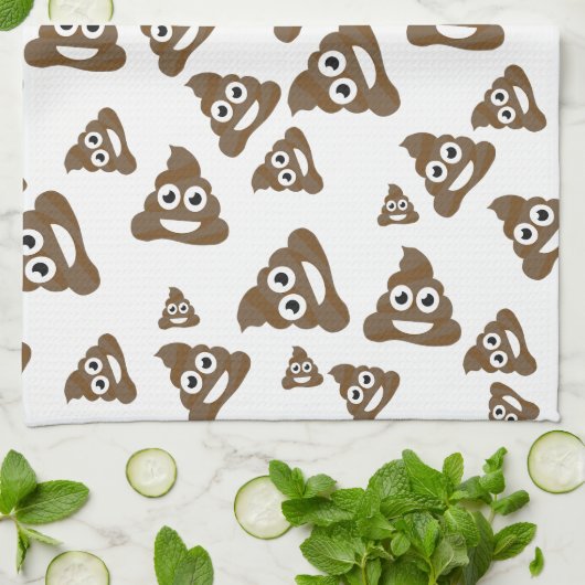 Funny Cute Poop Emoji Pattern Theedoek (Gevouwen)