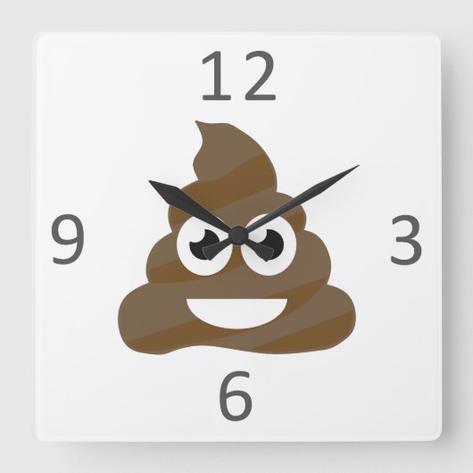 Funny Cute Poop Emoji Vierkante Klok (Voorkant)
