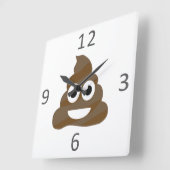 Funny Cute Poop Emoji Vierkante Klok (Hoek)