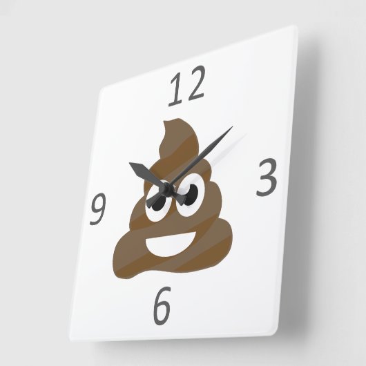 Funny Cute Poop Emoji Vierkante Klok (Hoek)
