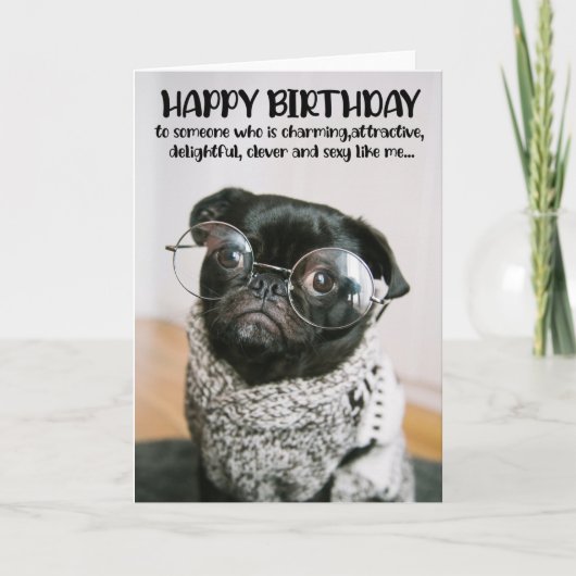 Funny Cute Pug Birthday Wenskaart Kaart (Voorkant)