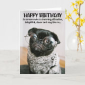 Funny Cute Pug Birthday Wenskaart Kaart (Gele Bloem)
