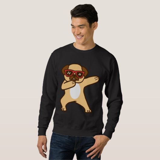 Funny Cute Pug Dog Dabbing Apparel Essential T-Shi Trui (Voorkant volledig)
