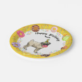 Funny Cute Pug Dog Donuts Birthday Party Papieren Bordje (Gekanteld)