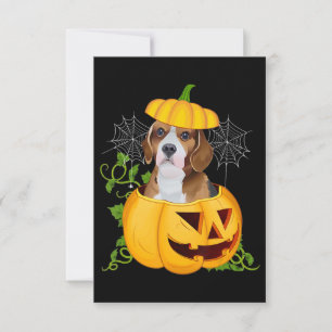 Funny Cute Pumpkin Halloween Beagle Witch Pumpkin RSVP Kaartje