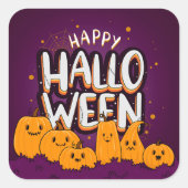 Funny Cute Pumpkins Kids Happy Halloween Vierkante Sticker (Voorkant)