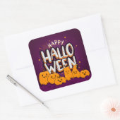 Funny Cute Pumpkins Kids Happy Halloween Vierkante Sticker (Envelop)