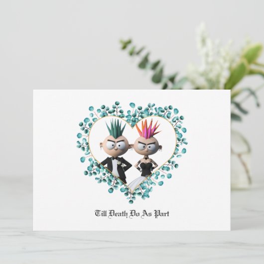 Funny Cute Punk Wedding Kaart (Staand voorkant)