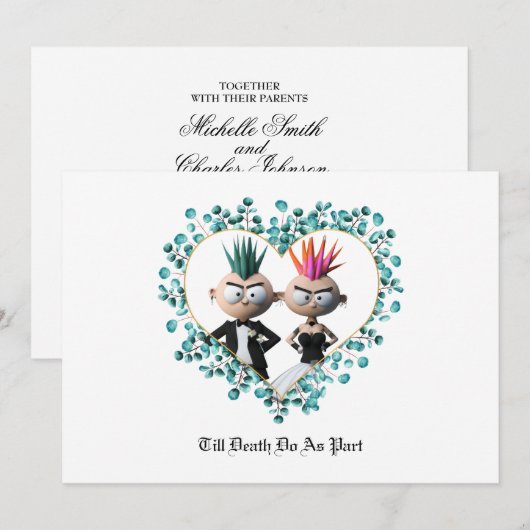 Funny Cute Punk Wedding Kaart (Voorkant / Achterkant)
