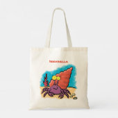 Funny cute purple cartoon hermit crab tote bag (Achterkant)