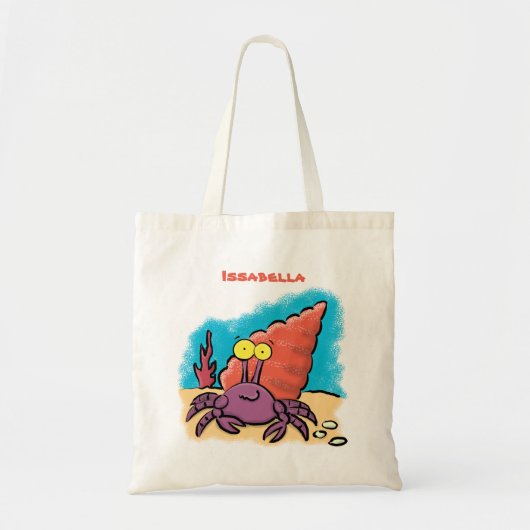 Funny cute purple cartoon hermit crab tote bag (Voorkant)