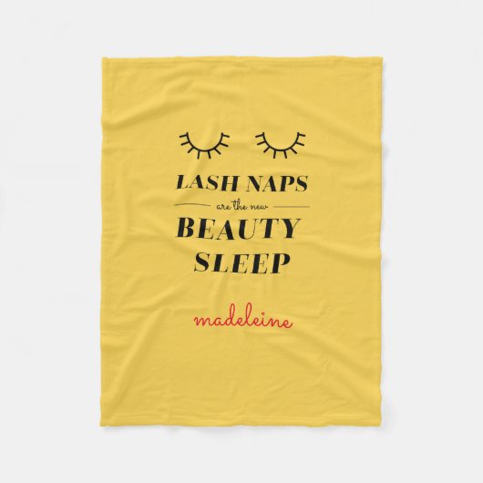Funny Cute Quote Lash Nap Blanket Mustard Yellow Fleece Deken (Voorkant)