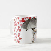 Funny Cute Raining Hearts Love Cat Feline Schattig Koffiemok (Voorkant links)
