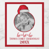Funny Cute Red-kerstkerstkerstkerstfoto Aangepaste Wijn Etiket (Enkel label)