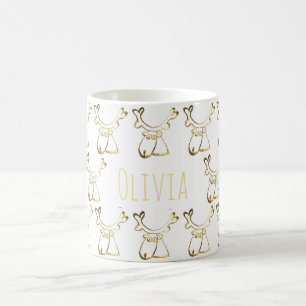 Funny Cute Reindeer Pattern Voeg Naam of Tekst toe Koffiemok