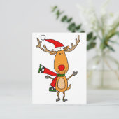 Funny Cute Rudolph Red-Nosed Reindeer Briefkaart (Staand voorkant)
