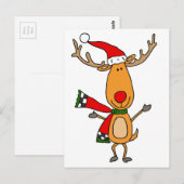 Funny Cute Rudolph Red-Nosed Reindeer Briefkaart (Voorkant / Achterkant)