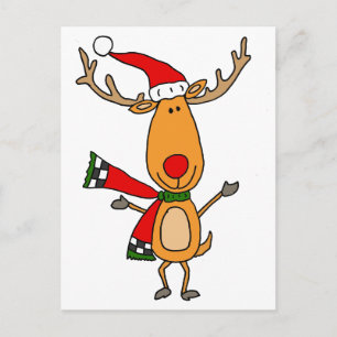 Funny Cute Rudolph Red-Nosed Reindeer Briefkaart