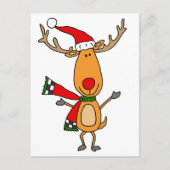 Funny Cute Rudolph Red-Nosed Reindeer Briefkaart (Voorkant)