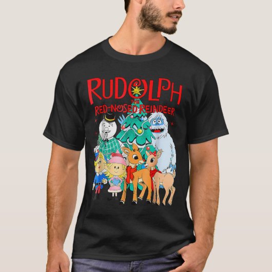 Funny Cute Rudolph The Red Nosed Reindeer Christma T-shirt (Voorkant)
