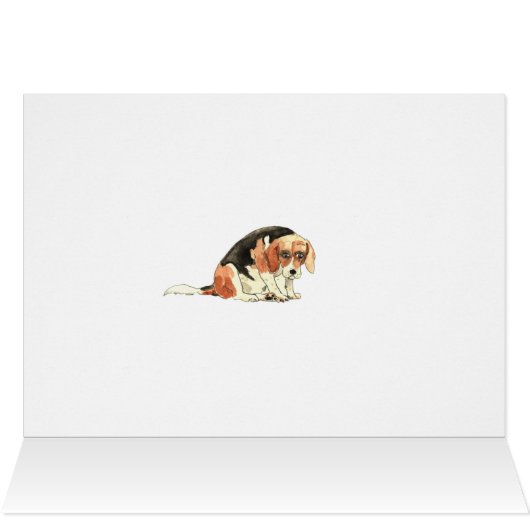 Funny Cute Sad Beagle Waterverf Art Humor (Binnen Horizontaal (Boven))