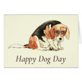 Funny Cute Sad Beagle Waterverf Art Humor (Voorkant Horizontaal)
